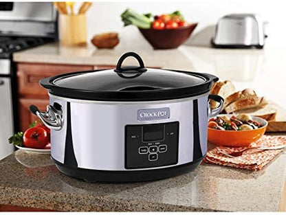 Crock-Pot 7 Quart Programmable Slow Cooker – Polished Platinum UNM6